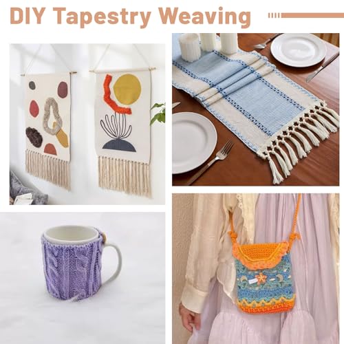 FREEBLOSS 2 Set Weaving Loom Kit Wood Craft Weaving Loom Hand-Knitting Machine for Tapestry Beginners with Yarn 15.55x9.8inch; 8.1x6.3inch