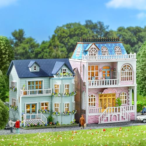Kisoy Romantic and Cute Dollhouse Miniature DIY House Kit Creative Room Perfect DIY Gift for Friends, Lovers and Families (Warm House) - color: Warm House