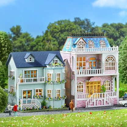 Kisoy Romantic and Cute Dollhouse Miniature DIY House Kit Creative Room Perfect DIY Gift for Friends, Lovers and Families (Warm House) - color: Warm House