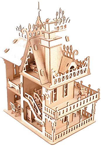 3D Puzzle House, Pre-Cut Dream Villa Model Kit DIY Miniature Dolls House