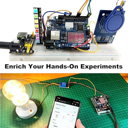 Uno R4 WiFi Super Starter Kit Compatible with Arduino IDE, Electronics Learning Set with Breadboard, Sensors & Circuit Board, DIY Robotics STEM Kit for Beginners, with Online Tutorials & Video Course