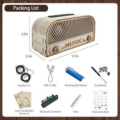 STEM Kits for Kids Age 12-14, Wooden DIY Bluetooth Speaker Kit Build Your Own with Dual Speakers, Science Gift for Teen Boys Girls Birthday Christmas