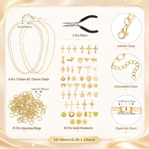 124 Pcs Bible Chain Making Kit Bible Charms, Cross - style: Cross