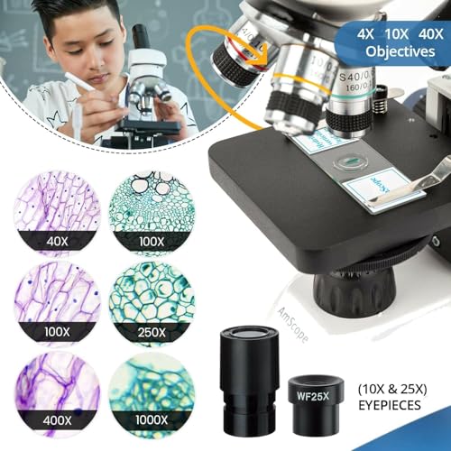 AmScope Digital Cordless Compound Monocular Microscope, 1.3MP Camera - style: M158C-2L-E1