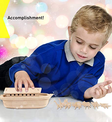 Puzzled 3D Wooden Noah's Ark Toy Puzzle Model Kit - DIY Activity Puzzle for Kids and Adults, Buildable Wooden Noah's Ark Model Toy, Educational Puzzles for Children