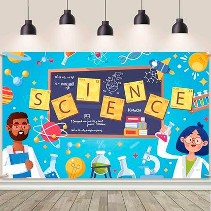 AIBIIN Science Birthday Party Backdrop, Chemical Experiments Lab Mad Scientist Equipment Background Banner for Kids Chemistry Science Party Decor, 6 x 3.6ft - size: 6x3.6ft