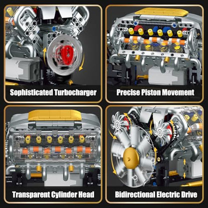 V8 Engine Model Kit that Runs, Build Your Own Mini Visible Car Motor, Physical Science Experiment Building Set for Adults & Teens, STEM Toy Gift for Boys 14+ (703 PCS) - style: YC364