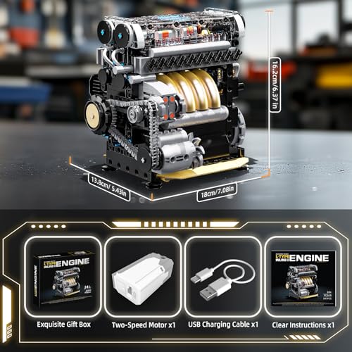 L4 Engine Building Sets for Adults, MOC Inline 4-Cylinder Mini Car Motor Model Kit that Runs, DIY STEM Toy Gift for Teens 14+ (853 PCS) - style: YC614
