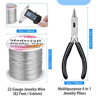 Modacraft 22 Gauge Silver Wire for Jewelry Making with Jewelry Pliers, Craft Wire Beading Wire Tarnish Resistant Copper Wire - color: Silver, size: 22 Gauge
