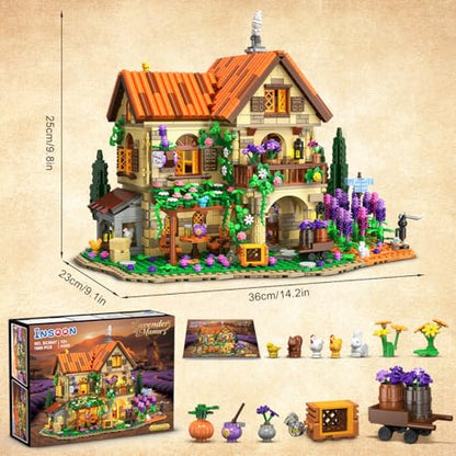 INSOON Lavender Cottage House Building Set with Lights for Adults Teens 12+