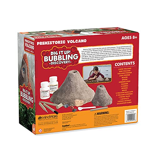 MindWare Dig It Up! Bubbling Discovery: Prehistoric Volcano Fossil Dig Kit – Make the Volcano Erupt and Then Excavate 7 Artifacts – Educational Activity for Kids & Teens – Ages 8 & Up