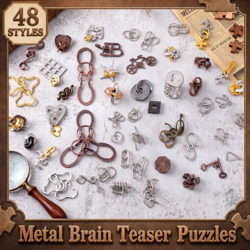 48 Pcs Metal Brain Teaser Puzzles Set for Adults, Modern - style: Modern