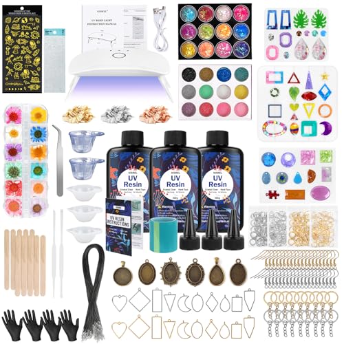 KISREL 300g UV Resin Jewelry Making Kit, Resin with Light and Molds - size: 300g