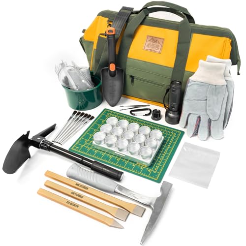 ASR Outdoor 13pc Geology Rockhounding Equipment Kit with Tool Bag - size: 13pc