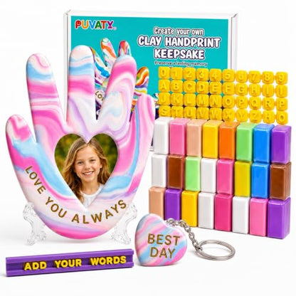 Polymer Clay Kit for Kids, Oven Bake Modeling Clay Handprint Keepsake Frame