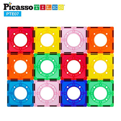 PicassoTiles Magnetic Tiles for Marble Run Racetrack Square Joint Shape Building Block Construction Colorful STEM Toy Set Learning Kit Educational Magnet Playset for Toddler Boys & Girls Ages 3+ - color: Marble Run Square Joint