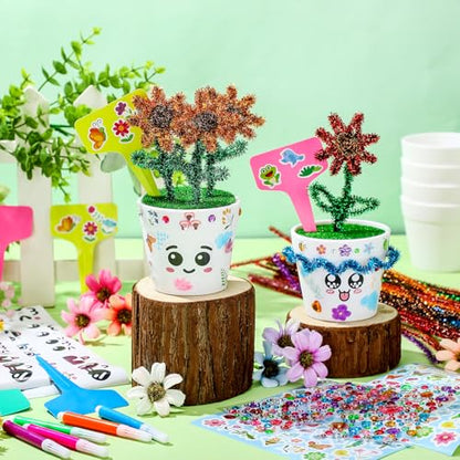 Funnymoom 36 Pcs Paintable Flower Pots Kit, Back to School Craft Kit - style: Cute