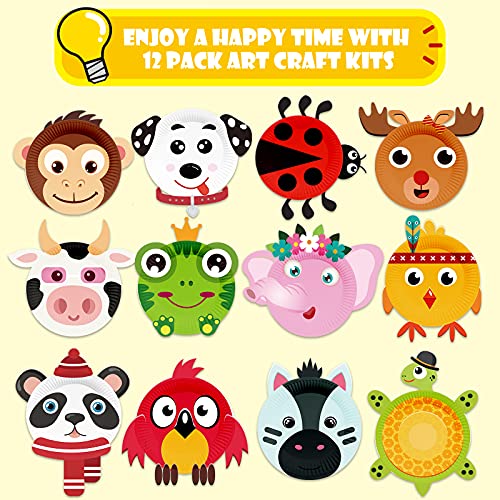 V-Opitos Arts and Crafts Kits for Kids, 24 Pack Simple Animal Paper Plate Crafts for Toddler Age of 2, 3, 4, 5 Years Old, Fun Preschool Classroom Activity Project for Boy & Girl - size: Animal (Pack of 2)