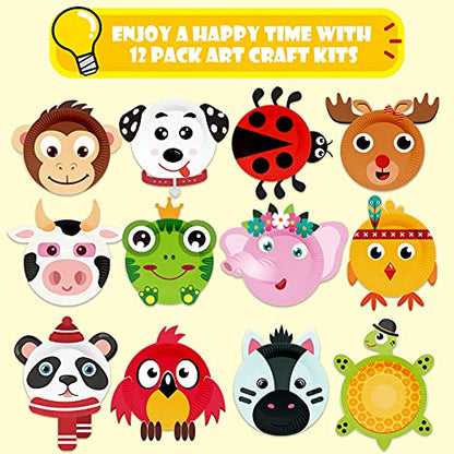V-Opitos Arts and Crafts Kits for Kids, 24 Pack Simple Animal Paper Plate Crafts for Toddler Age of 2, 3, 4, 5 Years Old, Fun Preschool Classroom Activity Project for Boy & Girl - size: Animal (Pack of 2)