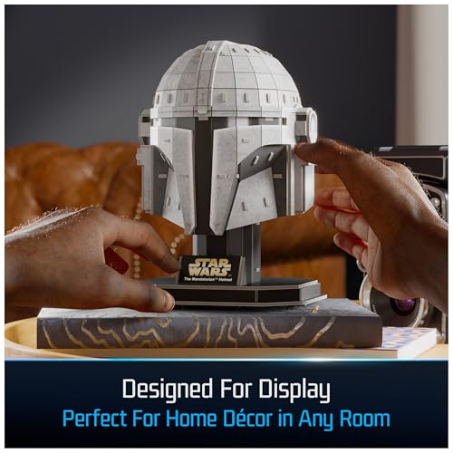 4D Build, Star Wars Mandalorian Helmet 3D Model Kit, Star Wars Collectibles & Desk Decor, Adult Puzzle, Building Toys, 3D Puzzles for Adults & Teens, 88 Pieces, Gift Ideas for Ages 12 & Up - style: Mandalorian Helmet 88 pcs