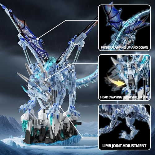 Mechanical Dark Ice Dragon Building Block Set with Motor - color: Ice Dragon With Motor