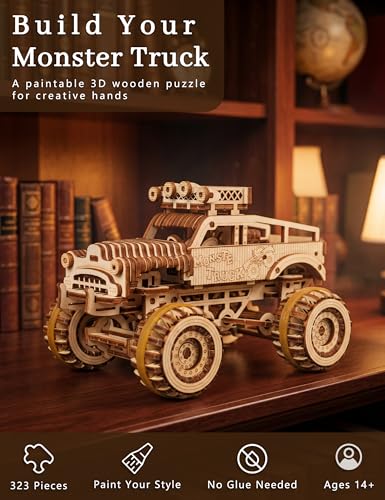 BOOZUU 3D Wooden Monster Truck Puzzle for Adults