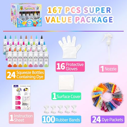 24 Colors Tie Dye Kit, Fabric Dye Set for Kids Adults Parties - color: 24 COLORS