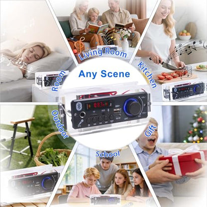 DIY Bluetooth-Compatible Speaker Kit with FM Radio Recording Function USB Mini Home Sound Stereo Amplifier TF/AUX/MIC Support Remote Control STEM Electronic Projects for Home and School Education LB - size: JX-BT-FM-Lithium battery+charging cable