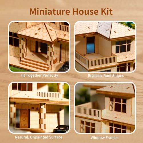 3D Wooden Puzzles for Adults,Miniature Villa Model Kit,DIY Craft Gift - color: Original Wood Color-three Layers