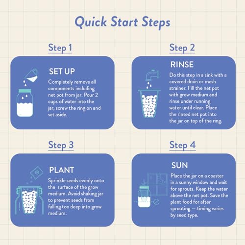 Modern Sprout Mason Garden Jar - Self-Watering Hydroponics Kit - Mint - color: Mint, size: Garden Jars