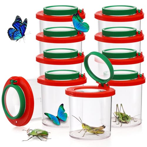 Coloch Set of 10 Insert Bug Viewer for Kids, Magnifying Insect Box, Bug Magnifier Container Critter Insect Bug Cage Bug Jar Bug Viewer Collecting Kit Bug Catcher Set