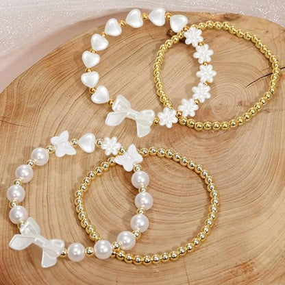 1206 Pcs Bracelet Making Kit Gold Pearl Beads for Bracelets for Adult - color: 11-Gold & Off-White