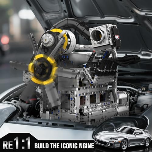 Mould King 10214 Engine Model kit that Runs, Build Your Own Cars 4-Speed Transmission Engine that Works, Engineering Kit for Display Collection, STEM Kit Gift for Adults 14+ Teens/Adult, (2177 Pcs) - style: Ro Engine