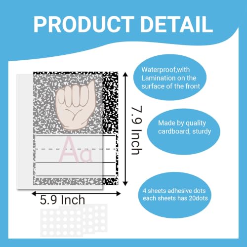 37 Pcs Composition ASL Alphabet Cards Number Line and ABC Sign Language Flash Cards Posters for Composition Note Classroom Wall (Composition ASL) - color: Composition Asl