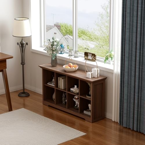 OSCHF 8-Cube Open Bookcase with Base, 2-Tier Low Cabinet, Walnut - color: Walnut, size: 8-Cube