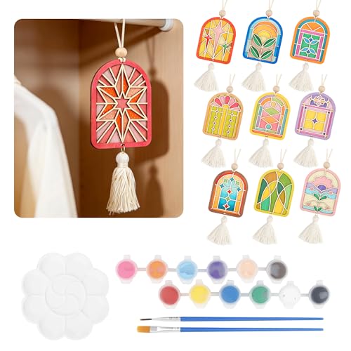 Temlum 10pcs Wooden Air Frshener Painting Craft Kit for Adults