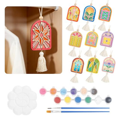 Temlum 10pcs Wooden Air Frshener Painting Craft Kit for Adults