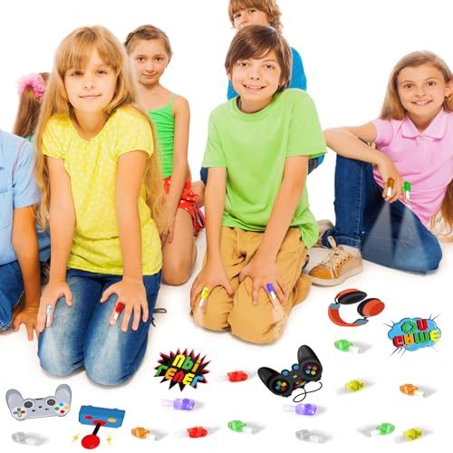 CHUNNIN 36 Pcs Video Game LED Finger Lights Glow in Dark Gamer Party Favors - style: Video Game