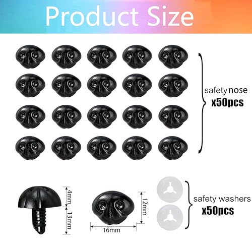 BESTCYC 100Pcs Safety Noses Dog Nose and Washers for Crochet Amigurumi - size: 12*16mm