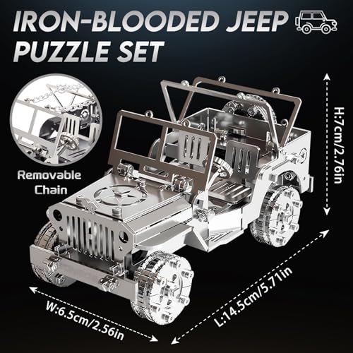 FILASLFT 3D Metal Puzzles for Adults,Mechanical Iron Blood Car 3D Puzzles - color: A4-iron Blood Car-silvery