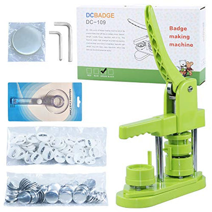 Button Maker Machine 32mm (1.25 in) for DIY Gift,Installation-Free Pin Maker Machine,Button Press Machine with Free 500pcs Button Parts & 100pcs Pictures &Adjustable Circle Cutter(Green) - size: Round 32mm (1.25 inch)