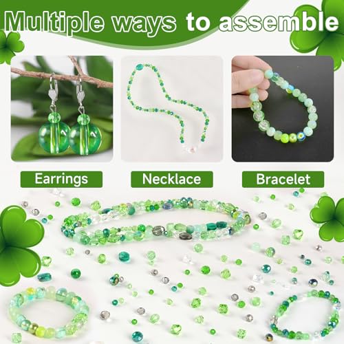 Green Glass Beads Bulk for Jewelry Making, Beaded Plant, Craft Crystal Bead - color: Green, size: 636pcs
