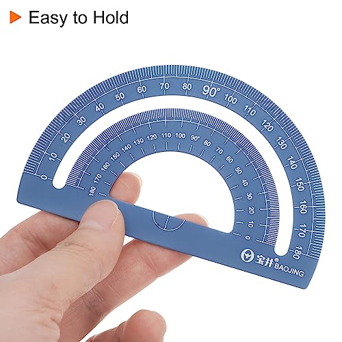 HARFINGTON 4pcs Geometry Set 15cm Metric Measure Laser Engraving Hollow Aluminum Ruler Metal Ruler Set Triangle Protractor Ruler Tool Set for Classroom, Office, Home, Dark Blue - color: Dark Blue