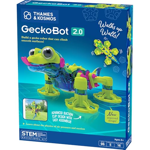 Thames & Kosmos GeckoBot 2.0 STEM Experiment Kit | Build a Wall-Climbing Gecko Robot, Improved Design & Suction Cup Technology, Guided Assembly, Fun & Educational Science Gift for Boys & Girls Ages 8+
