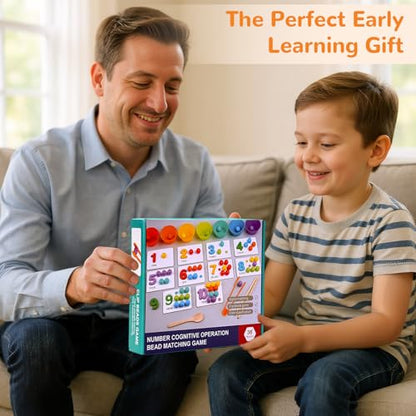 Wooden Peg Board Bead Game, Montessori Arithmetic Math Toy Set