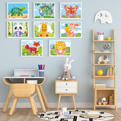 Lonfliness 8 Pcs Animal Poke in Craft Kits for Kids Mess Free DIY Art - style: Animals