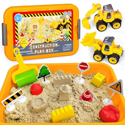 Construction Sensory Bin，Sand Kit Gift for boys girls, Sensory Play Toys - style: Construction