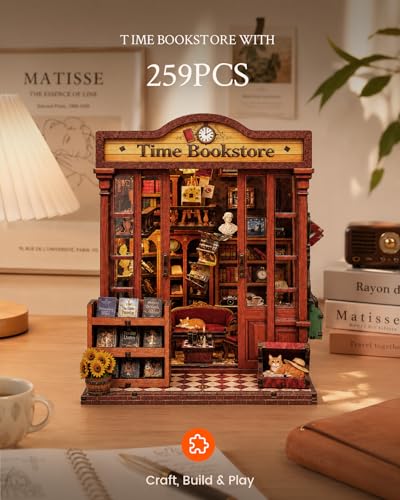 Book Nook Kit DIY Miniature House Kit for Adults, Timeless Library Mini Dollhouse with Furniture & LED Lights, 3D Wooden Puzzle Bookshelf Insert Decor, Creative Gift for Teens, Family & Friends - style: Timeless Library