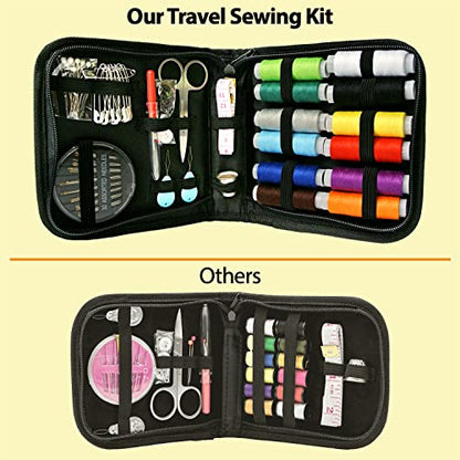 Vellostar Small Sewing Kit for Adults, Portable Needle & Thread Repair Set - color: Small Black