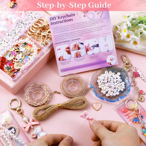 Wurosi 773 Pcs Lip Gloss Keychain Making Kit with Storage Box - color: 773 Pcs Gold Keychain Kit